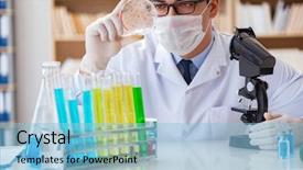  Presentation with lab bacteria - Slide set with infection education hospital - doctor studying virus bacteria background and a  colored foreground