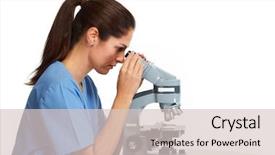  Presentation with microscope - Colorful presentation design enhanced with infection education hospital - doctor woman with microscope backdrop and a lemonade colored foreground