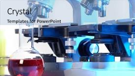  Presentation with scientific research - PPT theme featuring infection education hospital - laboratory microscope scientific and healthcare background and a light blue colored foreground