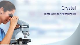  Presentation with microscope - Presentation theme consisting of infection education hospital - medical doctor with microscope background and a sky blue colored foreground