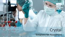  Presentation with laboratory - Presentation design with infection education hospital - work of scientists background and a light blue colored foreground