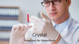  Presentation with syringe - Presentation design featuring infection education hospital - young doctor with the syringe background and a mint green colored foreground