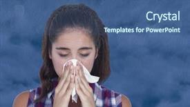 Presentation with sneezing - Cool new PPT theme with infection skyn - close-up of sick woman sneezing backdrop and a ocean colored foreground