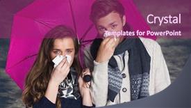  Presentation with nose - Colorful presentation theme enhanced with infection skyn - couple blowing nose while holding backdrop and a violet colored foreground