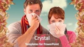  Presentation with sky blue - Amazing PPT theme having infection skyn - couple blowing noses into tissues backdrop and a coral colored foreground