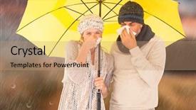  Presentation with sneezing - Presentation featuring infection skyn - couple sneezing in tissue while background and a coral colored foreground