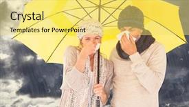  Presentation with sneezing - Presentation theme with infection skyn - couple sneezing in tissue while background and a yellow colored foreground