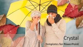  Presentation with under umbrella - Cool new presentation theme with infection skyn - couple sneezing in tissue while backdrop and a lemonade colored foreground