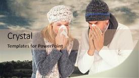 Presentation with sneezing - Audience pleasing presentation design consisting of infection skyn - couple sneezing in tissue backdrop and a coral colored foreground