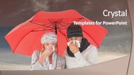  Presentation with sneezing - Colorful slide set enhanced with infection skyn - ill couple sneezing in tissue backdrop and a red colored foreground