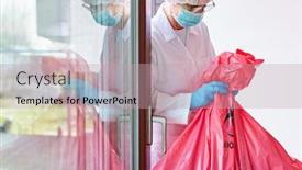  Presentation with hazardous waste - Beautiful PPT layouts featuring infectious-hazardous-waste-disposal backdrop and a coral colored foreground