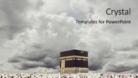  Presentation with black people praying - Slide deck having inferno - crowded people praying background and a light gray colored foreground