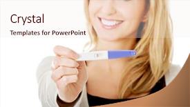  Presentation with infertility - Slides enhanced with happy girl holding a lot of boxes with gifts winter holidays christmas and people concept background and a coral colored foreground.