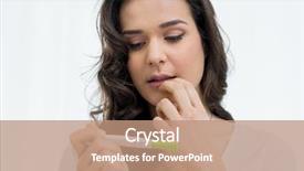  Presentation with waiting - Beautiful slide deck featuring suspicion - portrait of worried young woman backdrop and a coral colored foreground