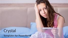  Presentation with pregnancy - Slide set having upset with pregnancy test result background and a light blue colored foreground