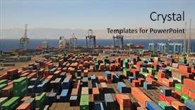  Presentation with sea port - Beautiful PPT layouts featuring infinitely many containers backdrop and a light blue colored foreground