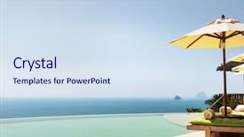  Presentation with luxury travel - Presentation theme consisting of infinity edge pool with parasol background and a sky blue colored foreground
