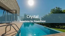  Presentation with infinity - Slide set having infinity pool on the bright summer day background and a teal colored foreground