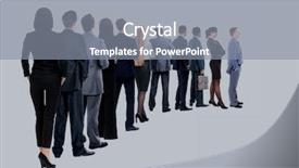  Presentation with team group - Slide deck enhanced with business team isolated on white background and a gray colored foreground