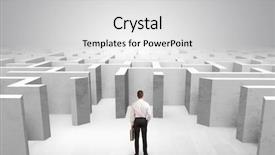  Presentation with business challenge businessman entrance maze - Slides consisting of whitw man chance - businessman choosing between entrances background and a light gray colored foreground