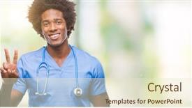  Presentation with afro - Beautiful PPT theme featuring infirmier - afro american surgeon doctor man backdrop and a  colored foreground