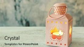  Presentation with surface areas and volumes - Presentation having inflamation - lantern on wooden surface background and a  colored foreground