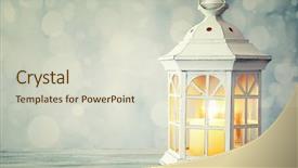  Presentation with rustic wood wooden frame - Audience pleasing PPT theme consisting of inflamation - lantern on wooden surface backdrop and a  colored foreground
