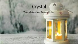  Presentation with lantern - PPT theme featuring inflamation - lantern on wooden surface background and a light gray colored foreground