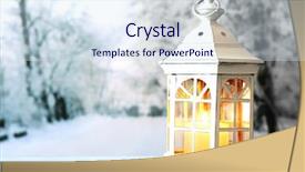  Presentation with eid mubarak illuminated arabic lantern - Slide deck with inflamation - lantern on wooden surface background and a  colored foreground