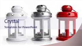  Presentation with lanterns - Presentation consisting of inflamation - three decorative lanterns isolated background and a sky blue colored foreground