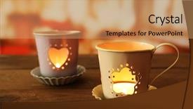  Presentation with rustic wood wooden frame - Beautiful presentation featuring inflamation - tow lanterns on wooden surface backdrop and a  colored foreground