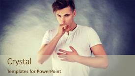  Presentation with young - Audience pleasing slide deck consisting of inflamation - young sick caucasian man coughing backdrop and a soft green colored foreground