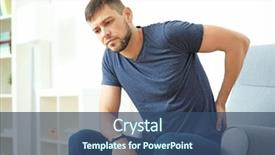  Presentation with backache - Presentation design consisting of inflammation - handsome young man suffering background and a ocean colored foreground