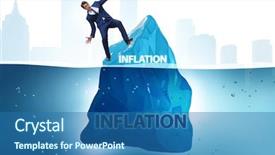  Presentation with inflation - PPT theme featuring inflamtion - businessman in inflation concept wih background and a ocean colored foreground
