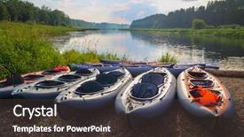  Presentation with boats - Beautiful PPT layouts featuring inflatable boats with life-jackets backdrop and a  colored foreground
