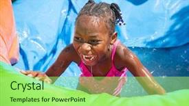  Presentation with bounce - Amazing theme having inflatable bounce house water slide backdrop and a mint green colored foreground