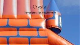  Presentation with castle - Audience pleasing PPT layouts consisting of inflatable-bouncy-castle backdrop and a teal colored foreground