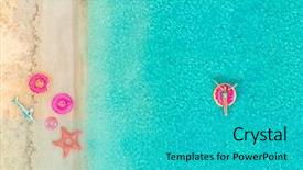  Presentation with floating - Amazing theme having inflatable donut mattress by sandy backdrop and a cyan colored foreground