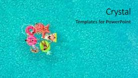  Presentation with aerial - PPT layouts consisting of inflatable mattresses in water background and a teal colored foreground