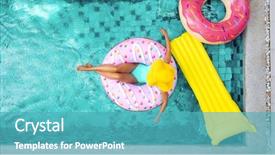  Presentation with relaxing - Amazing presentation design having inflatable ring and mattress summer backdrop and a teal colored foreground