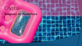  Presentation with mattress - Beautiful presentation design featuring inflatable-swimming-pink-mattress backdrop and a coral colored foreground