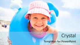  Presentation with whale - Colorful slide set enhanced with inflatable whale on the beach backdrop and a light blue colored foreground