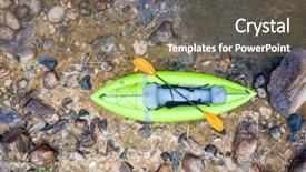  Presentation with rocky shore - Beautiful slide deck featuring inflatable whitewater kayak backdrop and a violet colored foreground