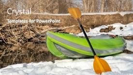  Presentation with winter river - Cool new PPT layouts with inflatable-whitewater-kayak backdrop and a coral colored foreground