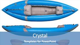  Presentation with blue - Beautiful slide set featuring inflatable whitewater one person kayak backdrop and a teal colored foreground