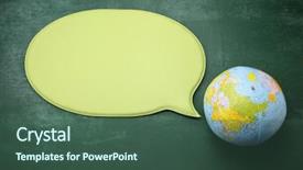 Presentation with bubble - PPT theme enhanced with inflated globe with speech bubble background and a ocean colored foreground