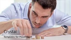  Presentation with piles - Beautiful slide deck featuring inflation accounting - business people finances and money backdrop and a coral colored foreground