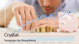  Presentation with business growing - Slide deck with inflation accounting - business people finances and money background and a  colored foreground