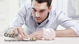  Presentation with piggy bank - Presentation design featuring inflation accounting - business people finances and money background and a soft green colored foreground