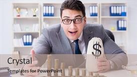  Presentation with small business growth and profit - Amazing presentation theme having inflation accounting - businessman with golden coins backdrop and a coral colored foreground